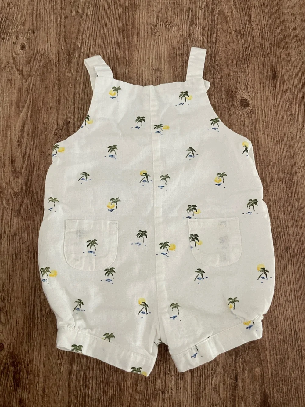 Janie & Jack Linen Blend Palm Tree Printed Onesie 3-4 Months